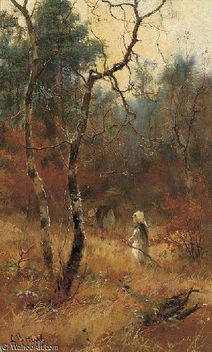 WikiOO.org - Encyclopedia of Fine Arts - Maleri, Artwork Louis Bosworth Hurt - Autumn In The Woods