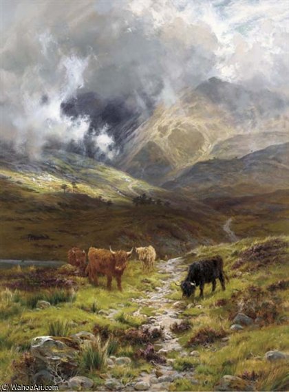 Wikioo.org - The Encyclopedia of Fine Arts - Painting, Artwork by Louis Bosworth Hurt - Hills Of Ross Shire, Glen Torridon