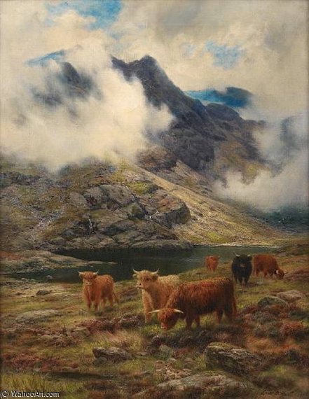 WikiOO.org - 백과 사전 - 회화, 삽화 Louis Bosworth Hurt - Rough Pastures, A Skye Col
