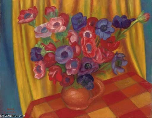 Wikioo.org - The Encyclopedia of Fine Arts - Painting, Artwork by Mark Gertler - Still Life With Anemones In A Jug