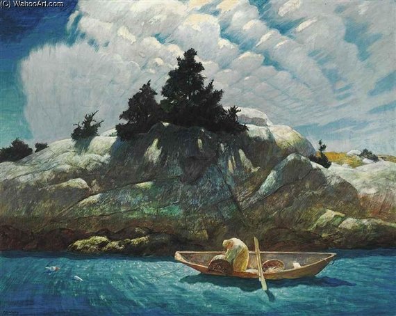 Wikioo.org – La Enciclopedia de las Bellas Artes - Pintura, Obras de arte de Nc Wyeth - Negro Spruce Ledge