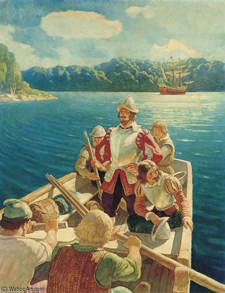 WikiOO.org - Enciklopedija dailės - Tapyba, meno kuriniai Nc Wyeth - Captain George Waymouth On The Georges River