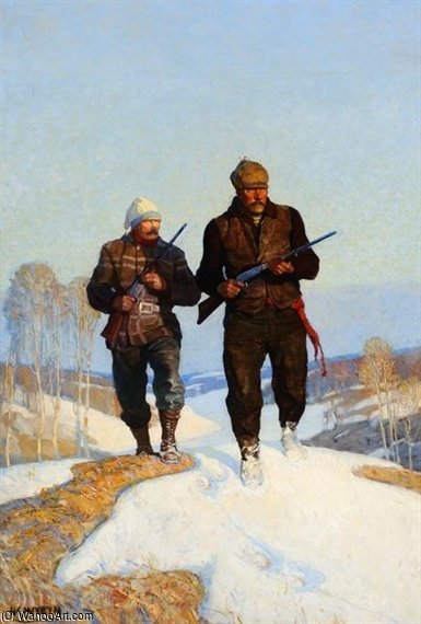Wikioo.org - The Encyclopedia of Fine Arts - Painting, Artwork by Nc Wyeth - Deer Hunters