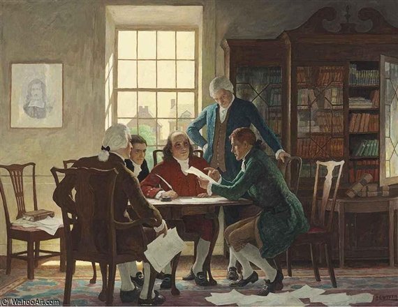 Wikioo.org - The Encyclopedia of Fine Arts - Painting, Artwork by Nc Wyeth - Drafting The Declaration Of Independence