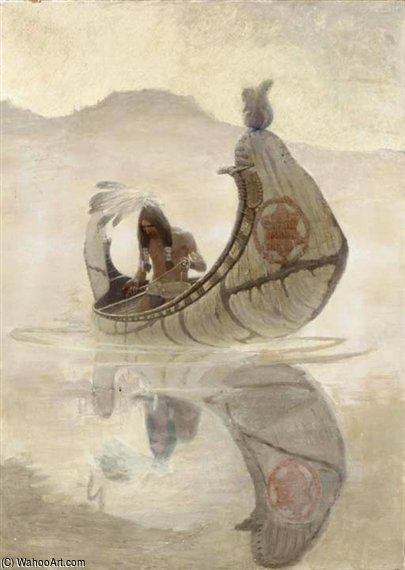 Wikioo.org - The Encyclopedia of Fine Arts - Painting, Artwork by Nc Wyeth - Hiawatha Fishing