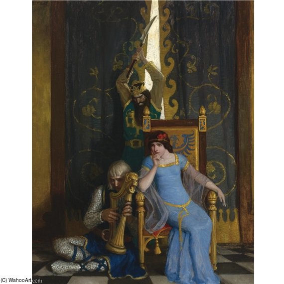 WikiOO.org - Encyclopedia of Fine Arts - Maalaus, taideteos Nc Wyeth - King Mark Slew The Noble Knight Sir Tristram