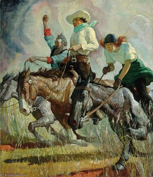 Wikioo.org - The Encyclopedia of Fine Arts - Painting, Artwork by Nc Wyeth - Next To Me Was A Girl Who Looked About Eighteen