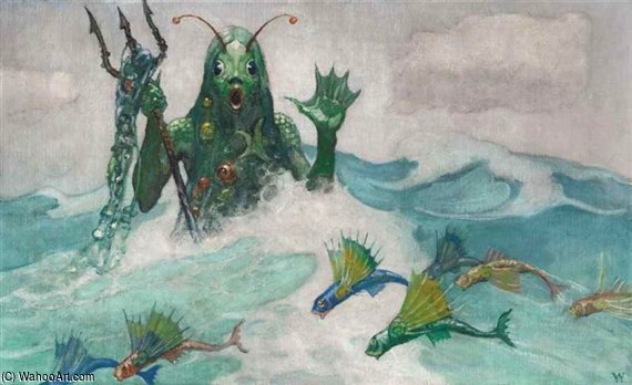 Wikioo.org – L'Enciclopedia delle Belle Arti - Pittura, Opere di Nc Wyeth - mostro marino