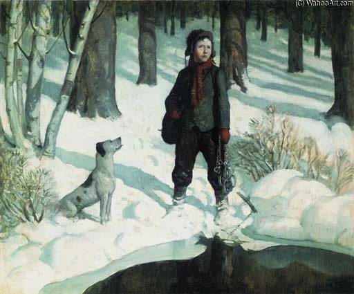 WikiOO.org - Encyclopedia of Fine Arts - Maľba, Artwork Nc Wyeth - The Boyhood Of C.A. Lindbergh Yields Many Clues To His Personality As A Man