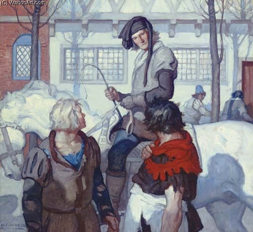 WikiOO.org - 백과 사전 - 회화, 삽화 Nc Wyeth - The Gentleman, Young And Fair And Good To Look Upon, Took In The Situation At A Glance