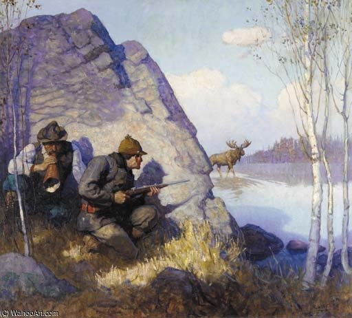 Wikioo.org - The Encyclopedia of Fine Arts - Painting, Artwork by Nc Wyeth - The Moose Hunters