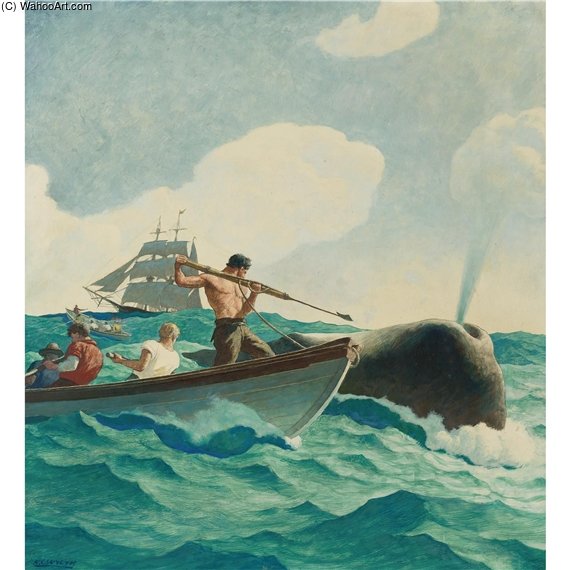 Wikioo.org - Encyklopedia Sztuk Pięknych - Malarstwo, Grafika Nc Wyeth - The Story Of Whaling
