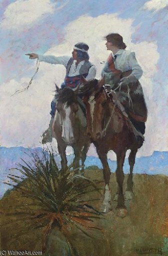 WikiOO.org - Εγκυκλοπαίδεια Καλών Τεχνών - Ζωγραφική, έργα τέχνης Nc Wyeth - Under Svenson's Charge The Spell Of The Desert Took Hold