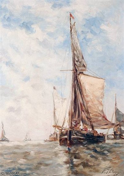 Wikioo.org - สารานุกรมวิจิตรศิลป์ - จิตรกรรม Paul Jean Clays - Boats At Anchor