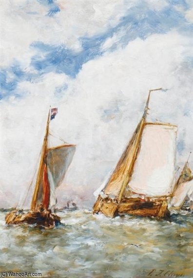Wikioo.org - The Encyclopedia of Fine Arts - Painting, Artwork by Paul Jean Clays - Sailing Boats