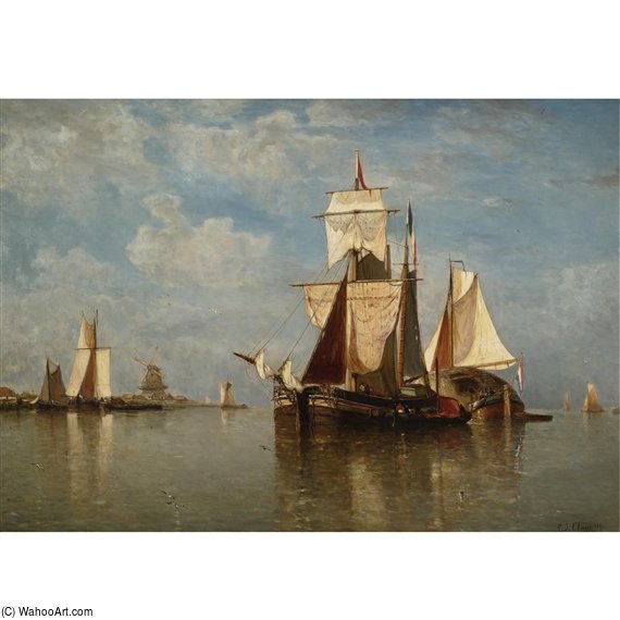 Wikioo.org - สารานุกรมวิจิตรศิลป์ - จิตรกรรม Paul Jean Clays - Shipping Off The Dutch Coast