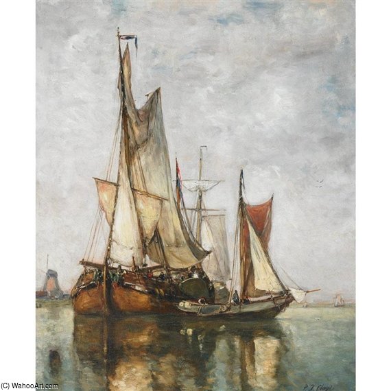WikiOO.org - אנציקלופדיה לאמנויות יפות - ציור, יצירות אמנות Paul Jean Clays - Unloading Boats At Anchor