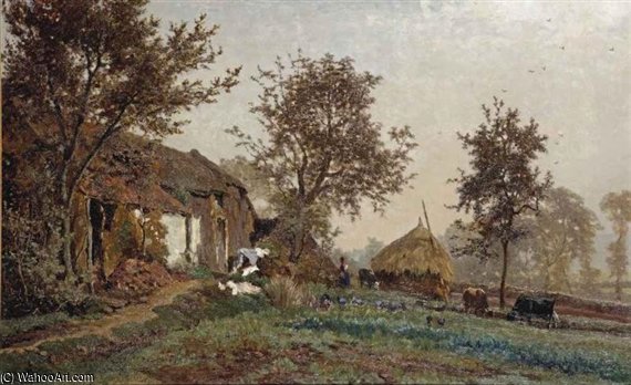Wikioo.org - The Encyclopedia of Fine Arts - Painting, Artwork by Paul Joseph Constantine Gabriel - A Farm In Oosterbeek
