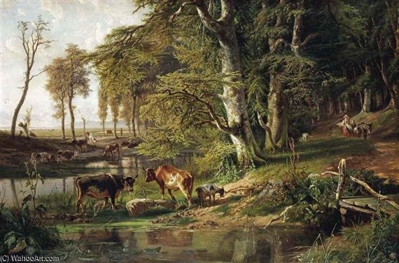 Wikioo.org - Encyklopedia Sztuk Pięknych - Malarstwo, Grafika Paul Joseph Constantine Gabriel - Grazing Cattle