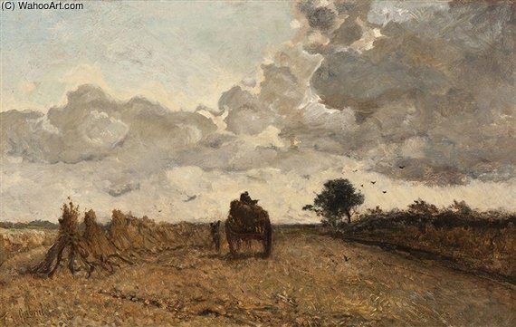 Wikioo.org - The Encyclopedia of Fine Arts - Painting, Artwork by Paul Joseph Constantine Gabriel - The Loading Of The Wheat Sheaves