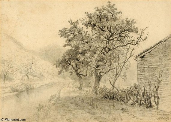 WikiOO.org - Enciclopedia of Fine Arts - Pictura, lucrări de artă Paul Joseph Constantine Gabriel - Trees Bordering A Brook