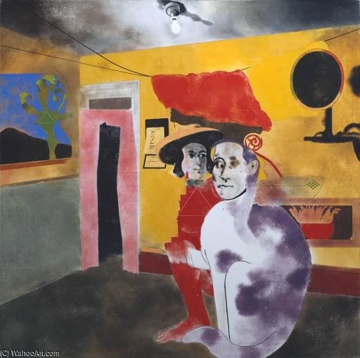 Wikioo.org - The Encyclopedia of Fine Arts - Painting, Artwork by Ronald Brooks Kitaj - The Man Of The Woods And The Cat Of The Mountains