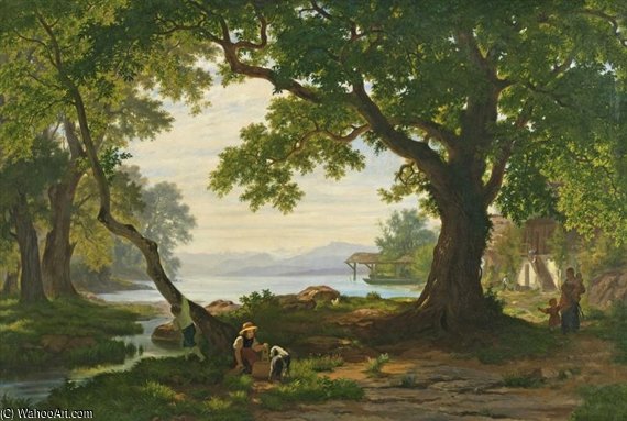 Wikioo.org - The Encyclopedia of Fine Arts - Painting, Artwork by Robert Zund - Am Sempachersee At Lake Sempach
