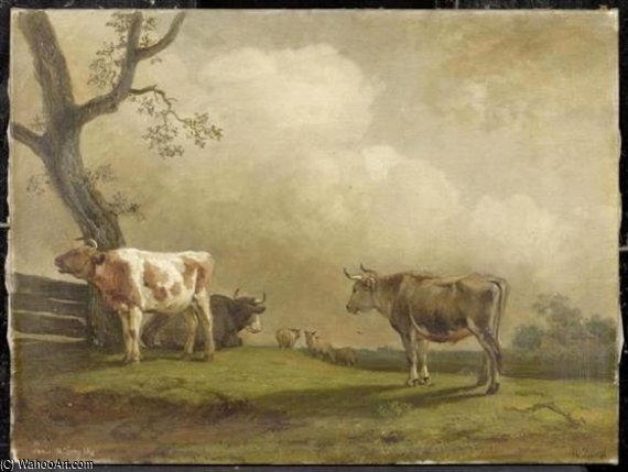 Wikioo.org - สารานุกรมวิจิตรศิลป์ - จิตรกรรม Robert Zund - Cows In A Meadow