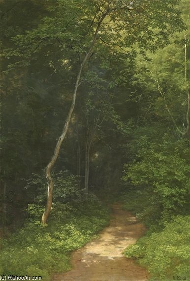 WikiOO.org - Encyclopedia of Fine Arts - Schilderen, Artwork Robert Zund - Waldweg Forest Track