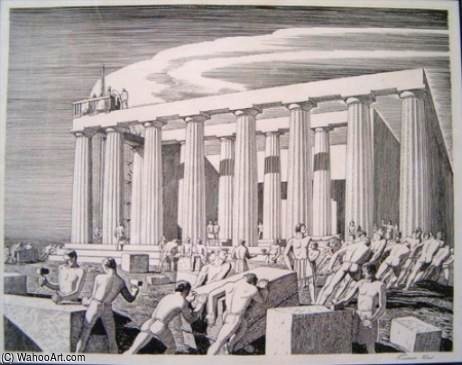 Wikioo.org - The Encyclopedia of Fine Arts - Painting, Artwork by Rockwell Kent - Building The Temple