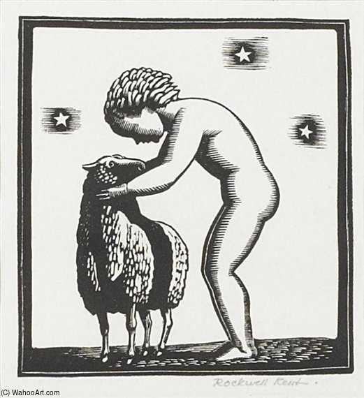 Wikioo.org - The Encyclopedia of Fine Arts - Painting, Artwork by Rockwell Kent - Child And Lamb