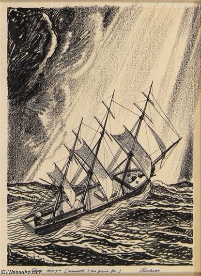 WikiOO.org - Güzel Sanatlar Ansiklopedisi - Resim, Resimler Rockwell Kent - Sail Boat In Storm