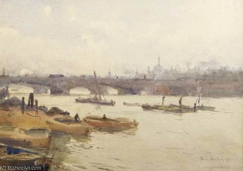 Wikioo.org - The Encyclopedia of Fine Arts - Painting, Artwork by Rose Maynard Barton - Barges On The Thames