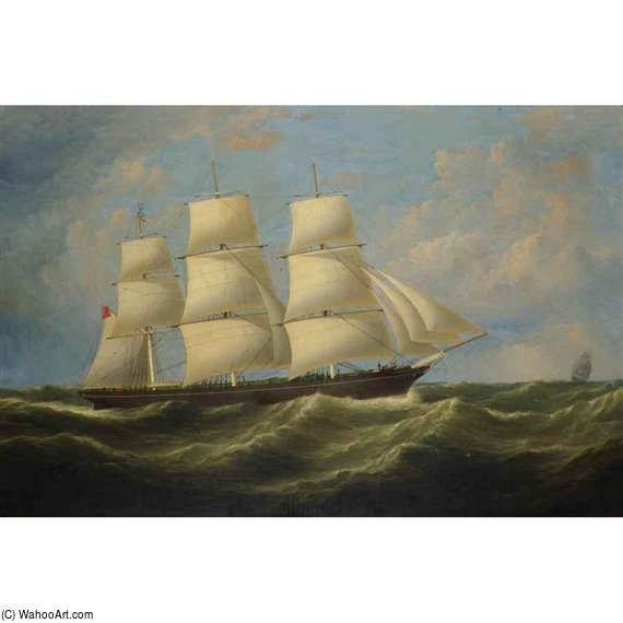 WikiOO.org - Encyclopedia of Fine Arts - Lukisan, Artwork Samuel Walters - The Full-rigged Merchantman Vespasian At Sea