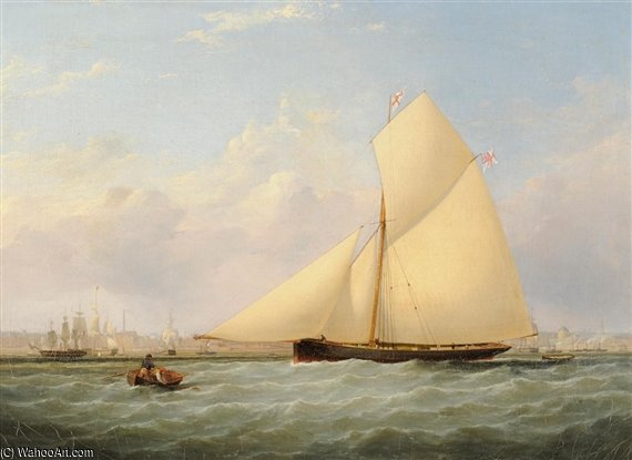 WikiOO.org - Enciklopedija dailės - Tapyba, meno kuriniai Samuel Walters - Yacht Edith Off Liverpool Flying The White Ensign