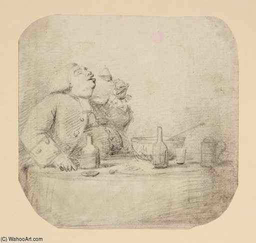 WikiOO.org - Encyclopedia of Fine Arts - Maľba, Artwork Nathaniel Dance-Holland - A Fat Man Eating And Drinking