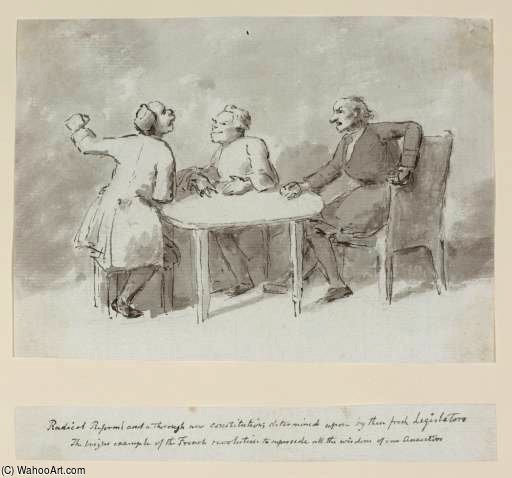 Wikioo.org - The Encyclopedia of Fine Arts - Painting, Artwork by Nathaniel Dance-Holland - Three Men Seated Around A Table