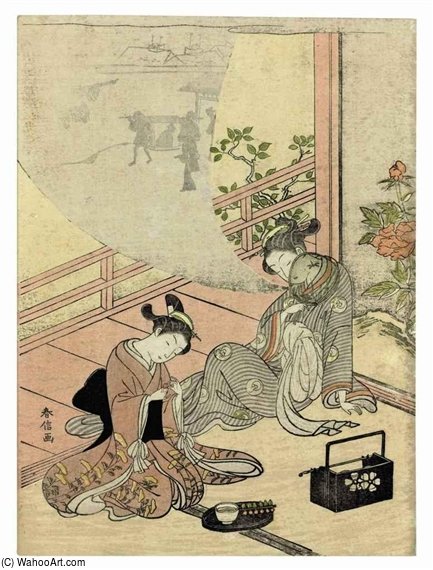 Wikioo.org - สารานุกรมวิจิตรศิลป์ - จิตรกรรม Suzuki Harunobu - Risshu (the Start Of Autumn)