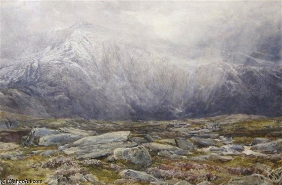 WikiOO.org - Encyclopedia of Fine Arts - Schilderen, Artwork Thomas Collier - Llyn Idwal, A Snow Storm