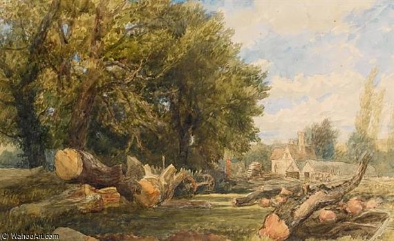 Wikioo.org - The Encyclopedia of Fine Arts - Painting, Artwork by Thomas Collier - Storing Timber Near Arundel