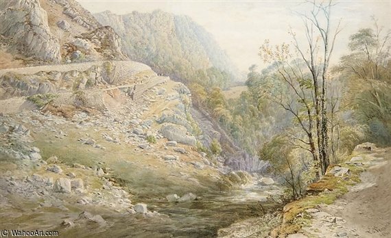 WikiOO.org - Εγκυκλοπαίδεια Καλών Τεχνών - Ζωγραφική, έργα τέχνης Thomas Sewell Robins - A Rocky Gorge