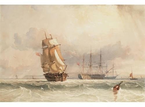 WikiOO.org - Encyclopedia of Fine Arts - Maleri, Artwork Thomas Sewell Robins - Entering A West Country Harbour