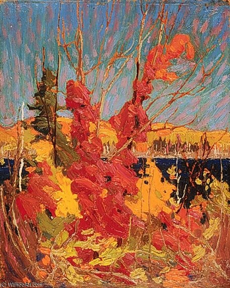 WikiOO.org - Enciklopedija dailės - Tapyba, meno kuriniai Thomas Clement Thompson - Autumn Foliage