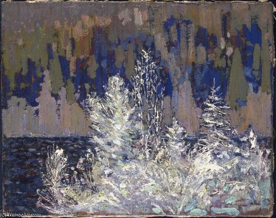 WikiOO.org - Encyclopedia of Fine Arts - Maľba, Artwork Thomas Thompson - Frost-laden Cedars, Big Cauchon Lake