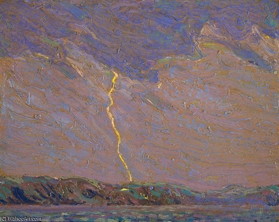 WikiOO.org - Encyclopedia of Fine Arts - Schilderen, Artwork Thomas Thompson - Lightning, Canoe Lake
