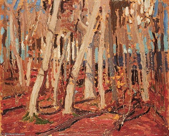 WikiOO.org - אנציקלופדיה לאמנויות יפות - ציור, יצירות אמנות Thomas Thompson - Maple Woods, Bare Trunks