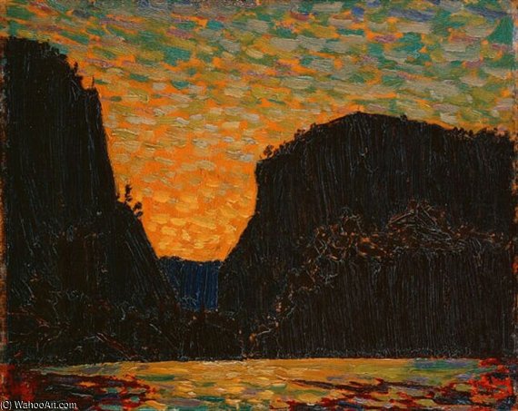 WikiOO.org - אנציקלופדיה לאמנויות יפות - ציור, יצירות אמנות Thomas Clement Thompson - Petawawa Gorges, Night