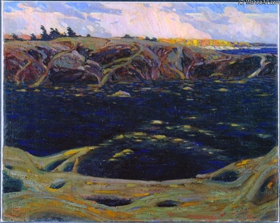 WikiOO.org – 美術百科全書 - 繪畫，作品 Thomas Clement Thompson - 分裂 岩石  格鲁吉亚  海湾