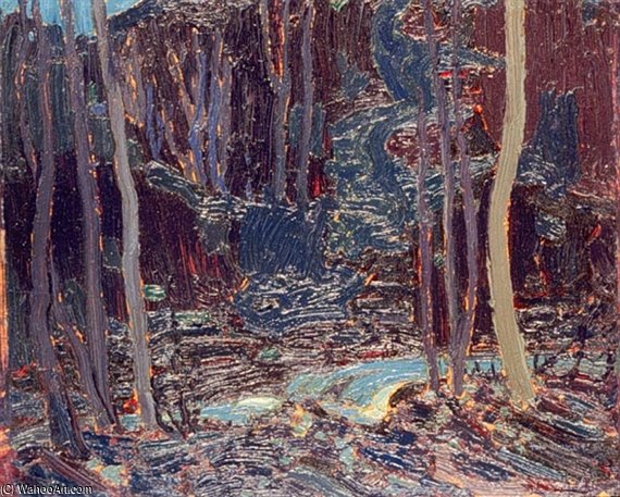 WikiOO.org - Encyclopedia of Fine Arts - Maleri, Artwork Thomas Thompson - The Enchanted Stream, Midnight