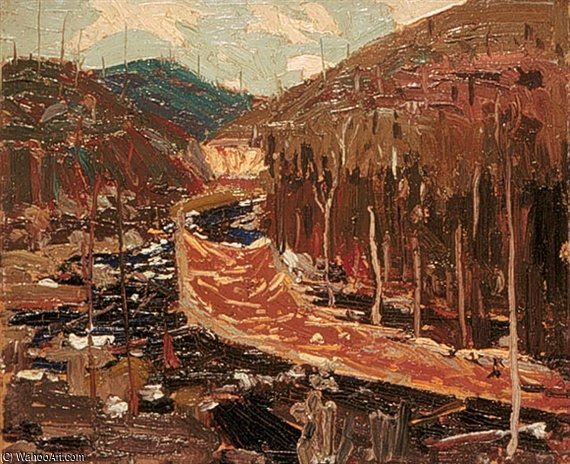 Wikioo.org - The Encyclopedia of Fine Arts - Painting, Artwork by Thomas Clement Thompson - Timber Chute